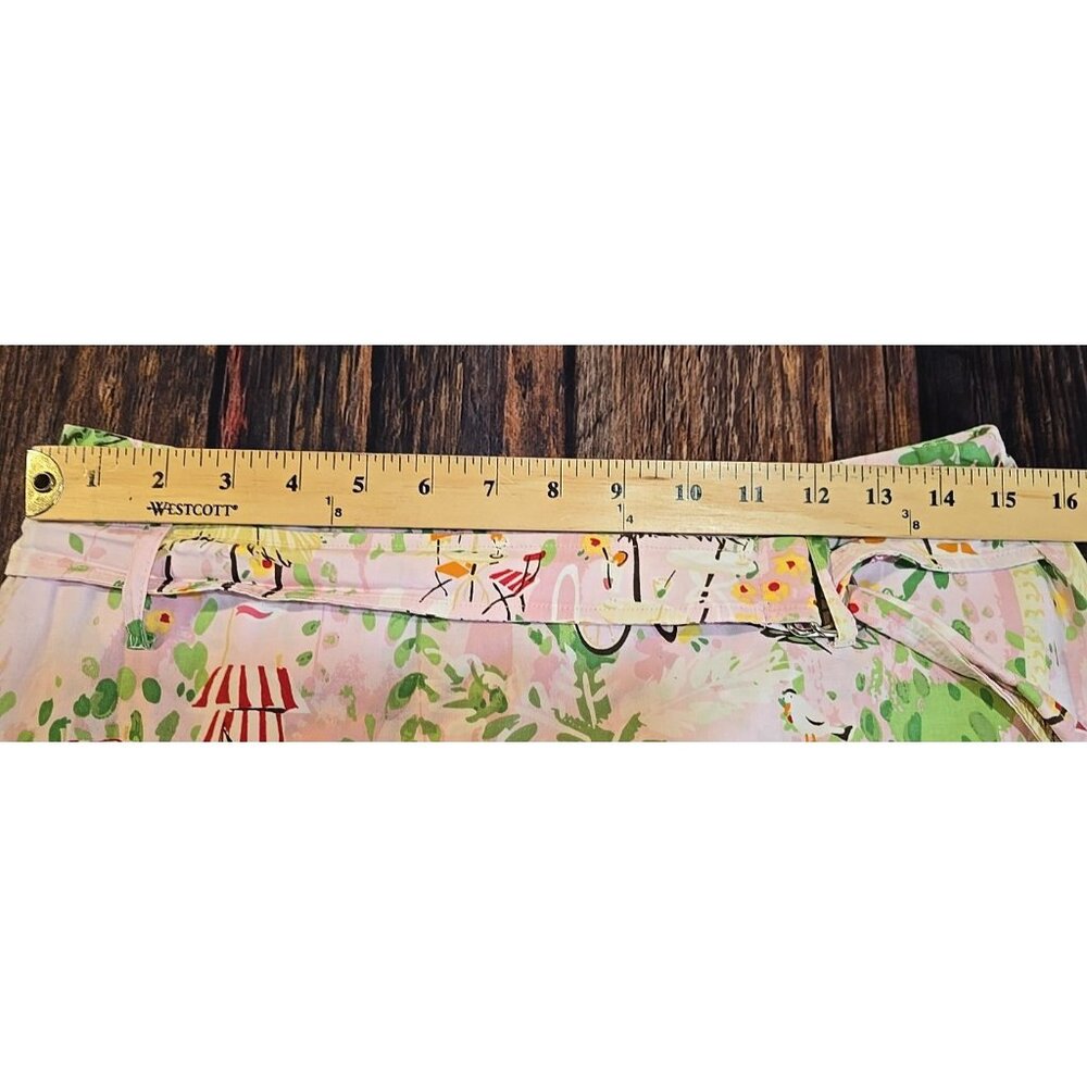Larry Levine Stretch Skort Skirt Shorts All Over Print Pink Belt Summer Women 10 - Picture 6 of 10